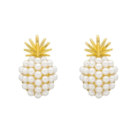 **CHASIDY* Pearl x Pineapple Fashion Stud Earrings - Picture 4 of 5